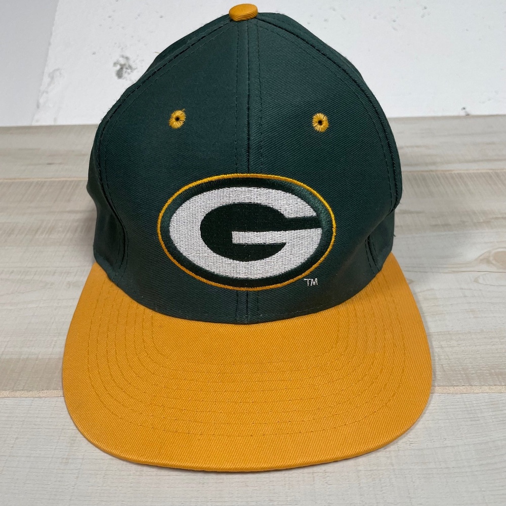 Vintage Logo 7 Green Bay Packers NFL Snapback Hat Cap Green Yellow